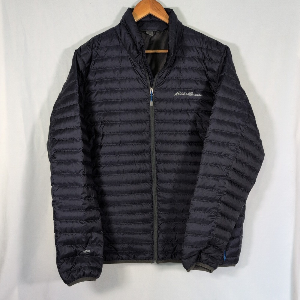 Eddie Bauer EB650 Down Puffer Jacket Black Large Lightweight Insulated Packable